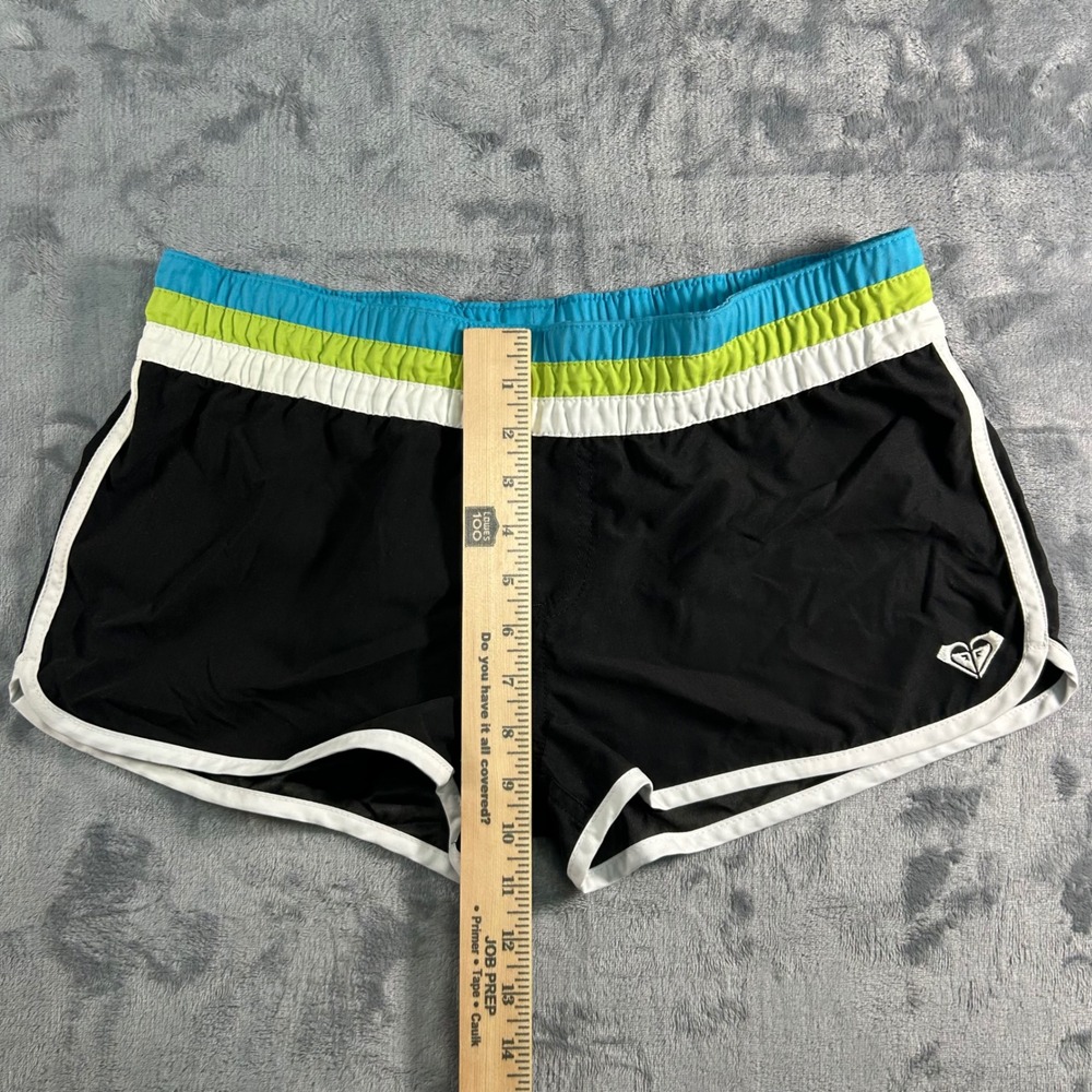 Roxy Womens Black Athletic Shorts Rainbow Trim Pockets Size 9 - Picture 4 of 6